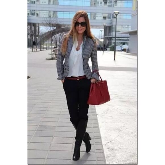 Veronica Beard Airlie Dickey Jacket Black White Houndstooth Preppy Blazer Size 4 - Picture 16 of 16